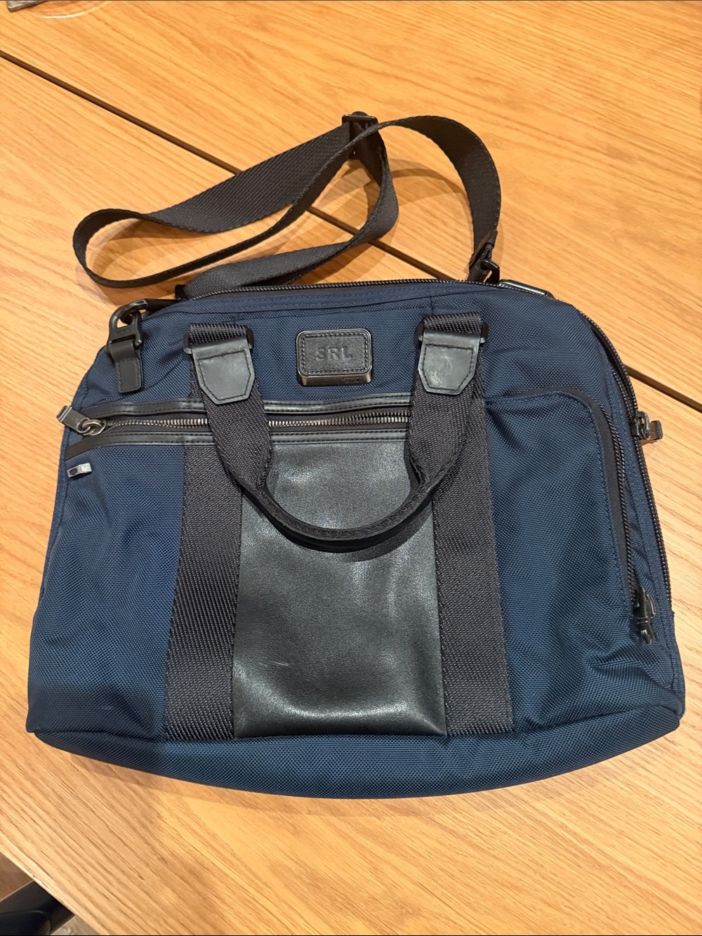Navy Tumi Crossbody Briefcase - Durable Travel & Work Bag